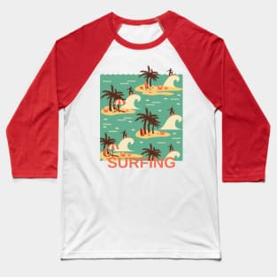 The Surfing Cartoon Illustration 1 Baseball T-Shirt